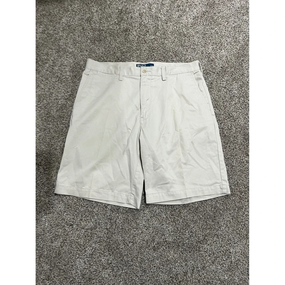 Polo Ralph Lauren Prospect Shorts Mens 34 Tan Khaki Cotton Twill Flat Front 9